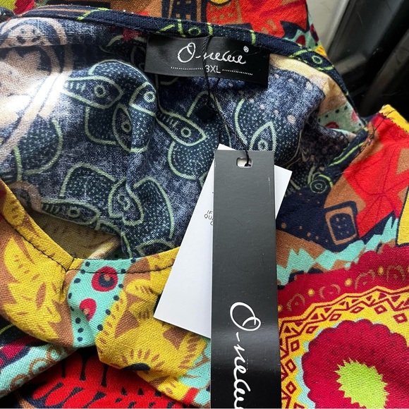 NWT O-Necee Tribal Cotton Linen Blend Tunic Dress 3XL New - Picture 6 of 9